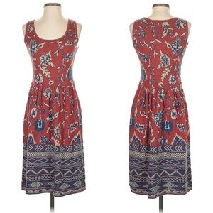 Peruvian Connection Pima Cotton Abstract Floral Midi Dress